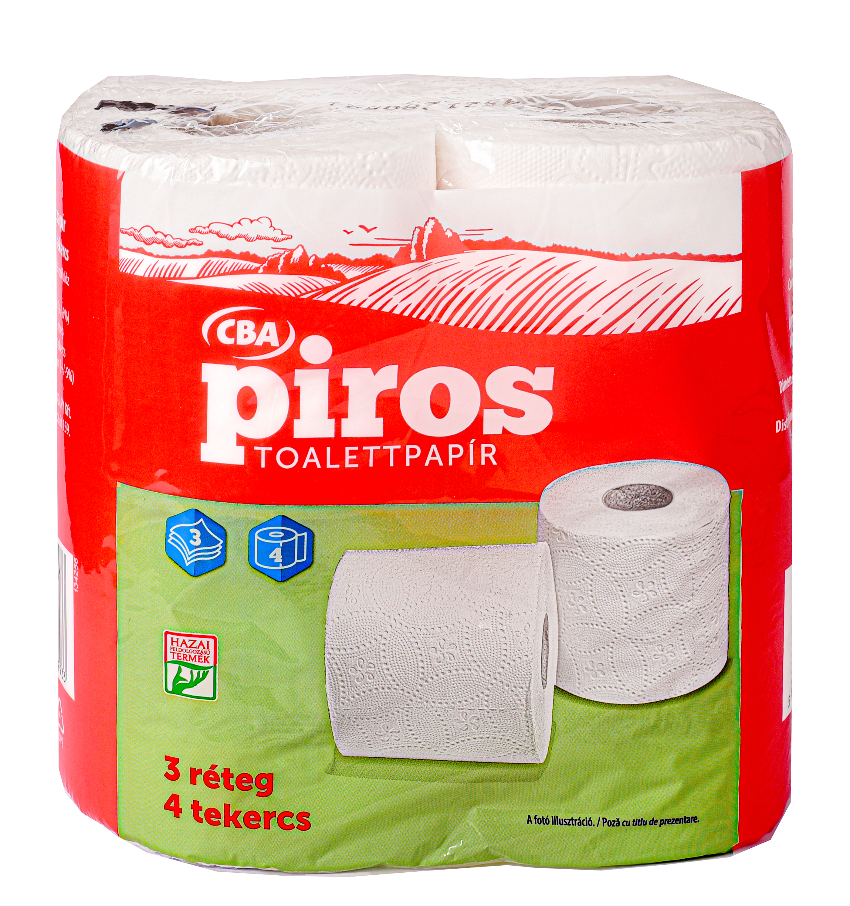 CBA Piros WC papír 4 tekercs 3 réteg